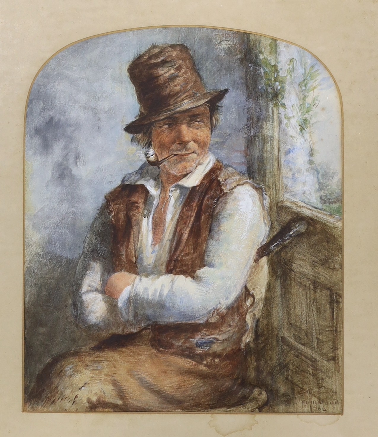 James Drummond (1816-1877), watercolour, Portrait of a country gentleman, signed and dated 1866, 31 x 25cm